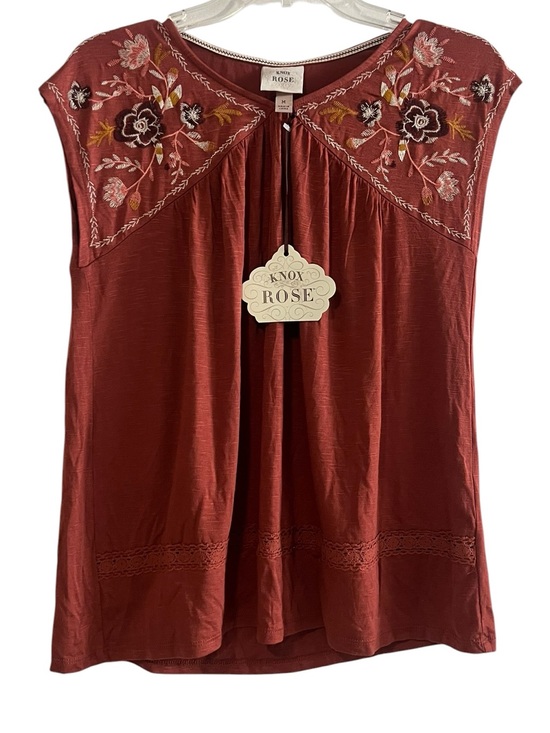 Knox Rose Tops - NEW Knox Rose Embroidered Cap Sleeve Top Rust M